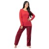 Fruit of the Loom Women's Long Sleeve Crew Neck Top and Fleece Bottom Pajama Set - 2 of 4