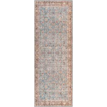 2'7"x7'3" Colin Traditional Machine Washable Rug Blue/Brown - Artistic Weavers