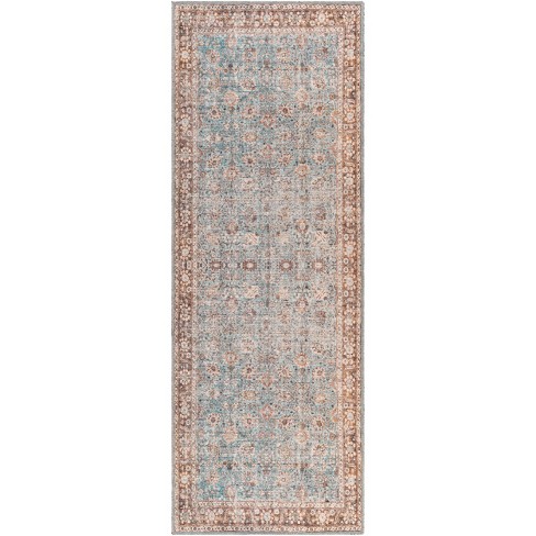 2'7"x12' Colin Traditional Machine Washable Rug Blue/Brown - Artistic Weavers: Flatweave Runner, Pet Friendly, Indoor Use - image 1 of 4