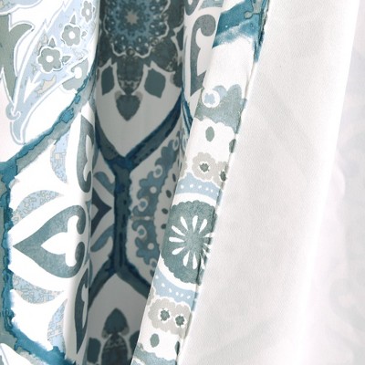 Blue Suzani Pattern Polyester Blackout Window Panels