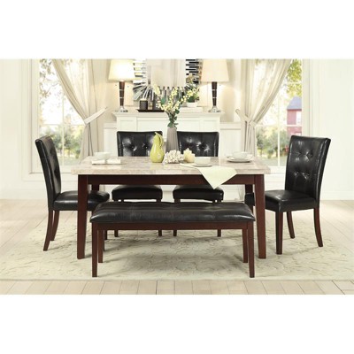 Espresso Faux Leather Upholstered Dining Side Chair with Wood Legs