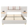 TiramisuBest Queen Upholstered Platform Bed with Dual USB Outlets, Storage Shelves, Bedside Pillows, Velvet Fabric, Beige - 4 of 4