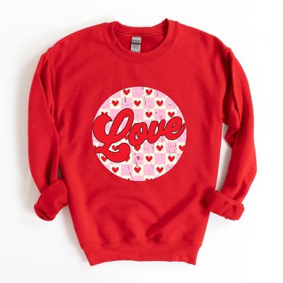 Simply Sage Market Women's Graphic Sweatshirt Retro Love Checkered Circle