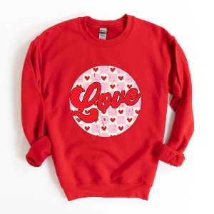 Simply Sage Market Women's Graphic Sweatshirt Retro Love Checkered Circle - 1 of 4