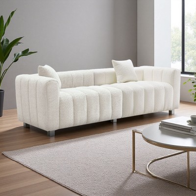 87" Velvet 3-Seater Modular Loveseat with Metal Legs & 2 Pillows
