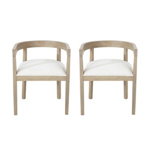 GDFStudio Vande Fabric Upholstered Wood Tub Dining Chairs (Set of 2) - 1 of 4