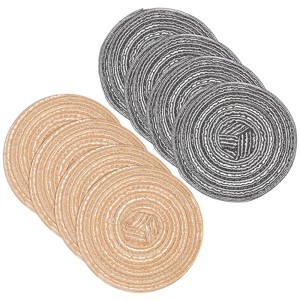 Unique Bargains Woven Braided Washable Decorative Round Placemat 8 Pcs - 1 of 4