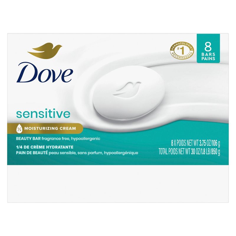 Dove Beauty Sensitive Skin Unscented Beauty Bar Soap - 8pk - 3.75oz each, 4 of 12