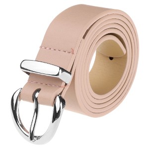 INSPIRE CHIC Women Faux Leather 1.0" Wide Waist Belts with Silver Buckle for Jeans Pants Dresses - 1 of 4