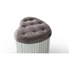 Passion Furniture Decor Brownish Gray Heart Shape Velvet Upholstered Ottoman - 3 of 4