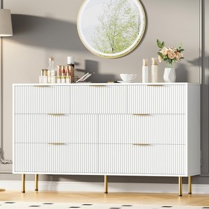 7 Drawers Dresser for Bedroom, Fluted Chest of Drawers with Gold Handle - 1 of 4
