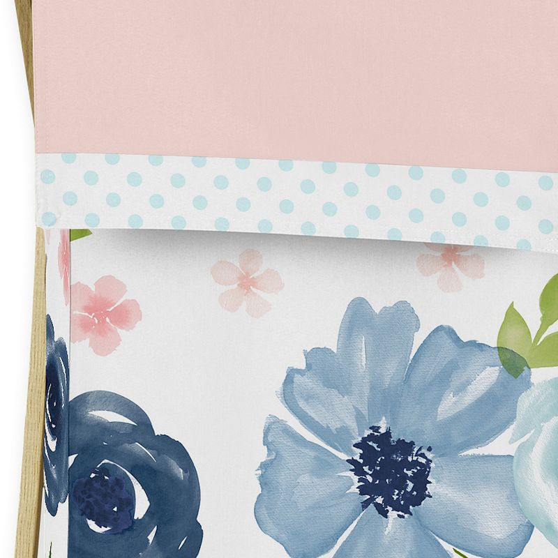 Sweet Jojo Designs Girl Laundry Hamper Watercolor Floral Blue Pink and White, 3 of 6