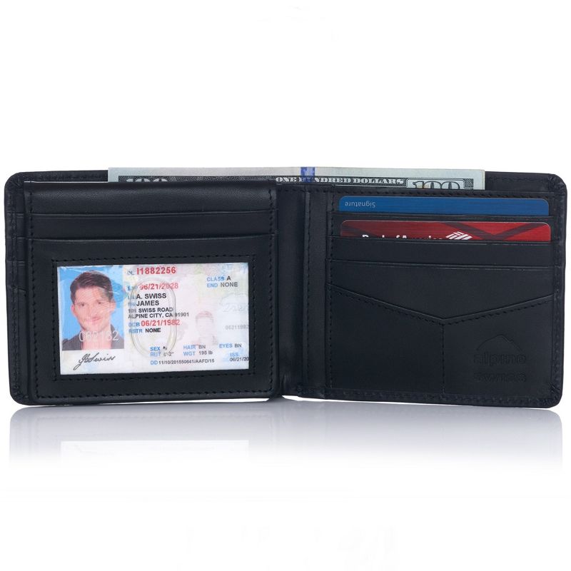 Alpine Swiss RFID Mathias Mens Wallet Deluxe Capacity Passcase Bifold With Divided Bill Section Camden Collection Comes in a Gift Box, 3 of 5