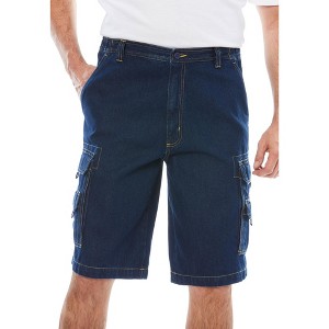 Boulder Creek by KingSize Men's Big & Tall 12" Side Elastic Denim Cargo Shorts - 1 of 4