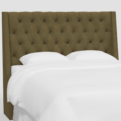 Twin Gilford Wingback Headboard in Linen Olive - Threshold™: Button Tufted, Pine Frame, Box Spring Required