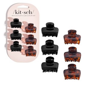 Kitsch Recycled Plastic Mini Puffy Claw Clips - 6pc - Black & Tortoise - 1 of 4