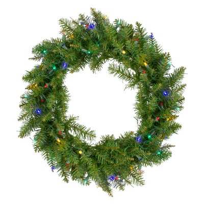 Northlight 24" Prelit LED Lights Northern Pine Artificial Christmas Wreath - Multi Lights