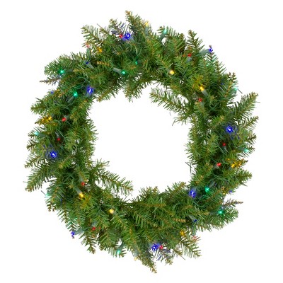 Northlight 24" Prelit LED Lights Northern Pine Artificial Christmas Wreath - Multi Lights