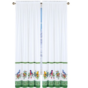 Collections Etc Festive Realistic Winter Birds Printed Drapes - 1 of 3