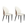WJSHome Dining Chairs Set of 2,Mid Century Modern Dining Room Chairs with Soft Cushion, Upholstered PU Leather Dinner Chairs for Kitchen, Beige&Brown - 3 of 4