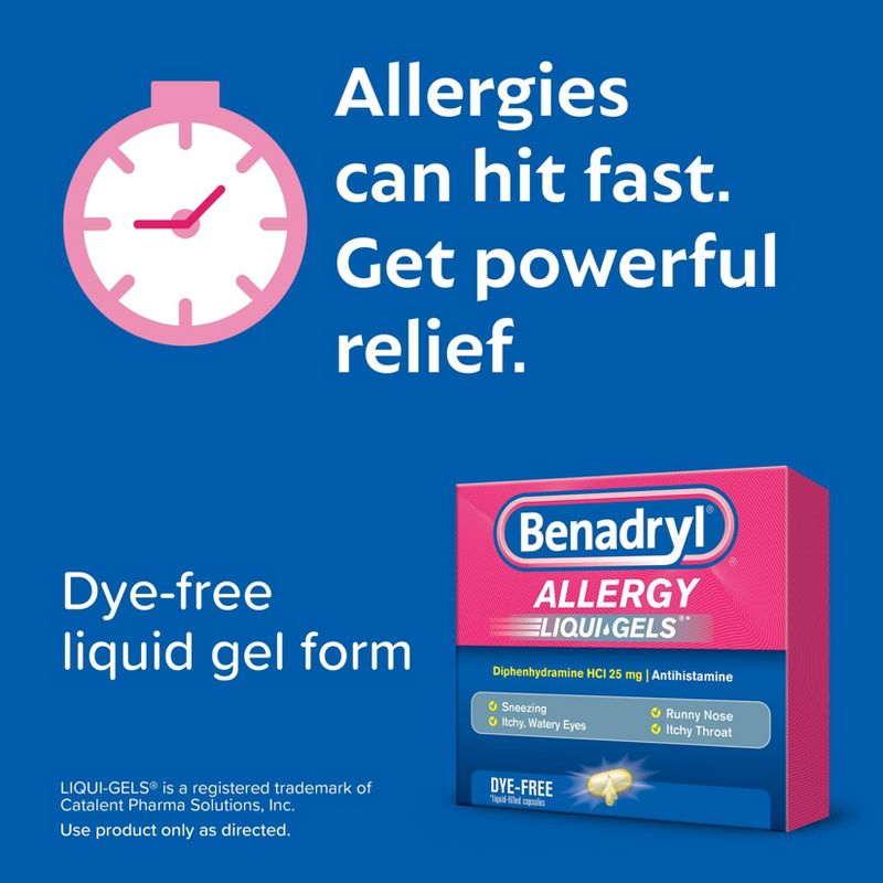 Benadryl Dye-Free Allergy Relief Gelcaps - Diphenhydramine - 24ct, 4 of 11
