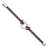 Black Bow Jewelry Stainless Steel Heart and Brown Leather Bracelet, 7.5 Inch - 3 of 4