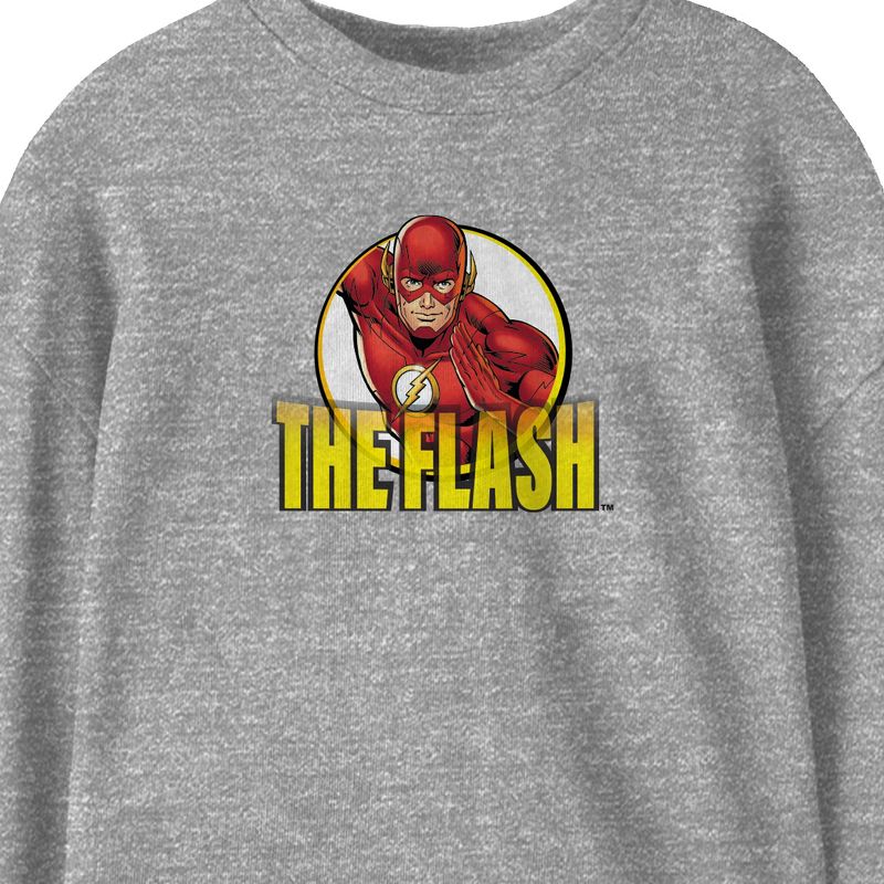 DC Comics The Flash Youth Boys Athletic Heather Gray Long Sleeve Shirt, 2 of 4
