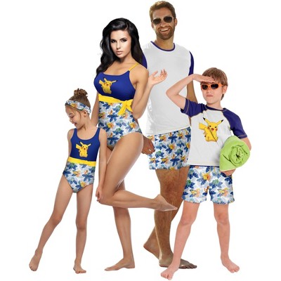 Pokemon Pikachu Little Girls One Piece Bathing Suit Blue 7-8 — фото 3