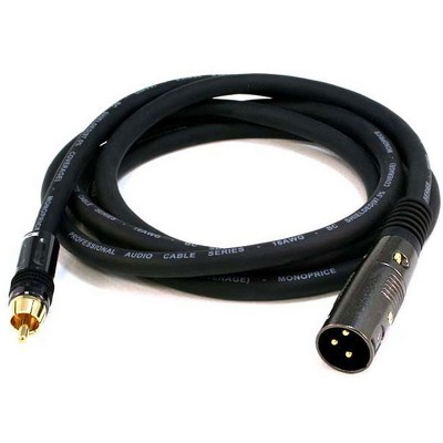 Monoprice XLR Male to RCA Male Cable - 6 Feet - Black | With E21Gold Plated Connectors | 16AWG Shielded Twisted Pair Oxygen-Free Copper Braid