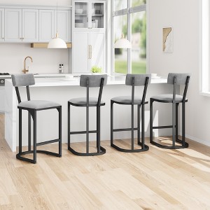 Garvee Bar Stools Set, Counter Height Bar Stools with Soft Velvet Upholstery & Metal Legs, Kitchen Island Stools with Back for Home Bar - 1 of 4