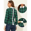 Allegra K Women's Contrast Turndown Collar Button Back Check Plaid Work Shirt - 2 of 4