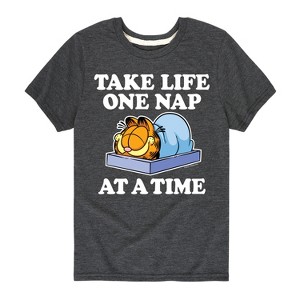 Boys' - Garfield - Take Life One Nap Short Sleeve Graphic T-Shirt - 1 of 4