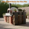FONTOI 4ft Firewood Rack Fire Wood Storage Heavy Duty Log Rack Outdoor Indoor with Hooks Adjustable Feet Holder Warm Winter, Black, 14.8"*14.8"*44.1" - 3 of 4