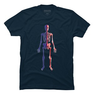 Men's Design By Humans July 4th Patriotic Skeleton USA Flag By Ujangkasep T-Shirt - 1 of 2