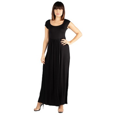24seven Comfort Apparel Maxi Dress with Round Neck and Empire Waist