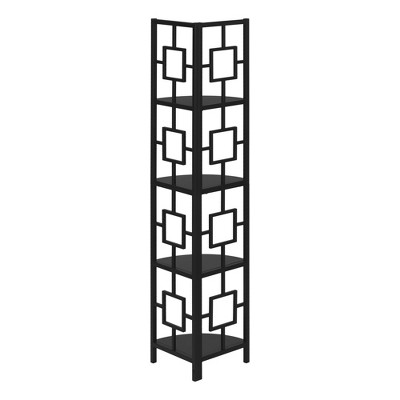 Vynxaria 62"h 4 - Tier Black Corner Bookshelf for Office & Bedroom