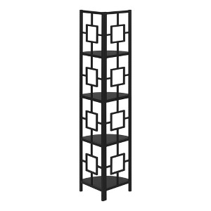 Vynxaria 62"h 4 - Tier Black Corner Bookshelf for Office & Bedroom - 1 of 4