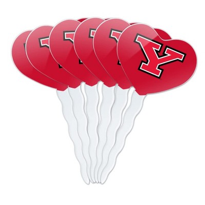 Youngstown State Primary Logo Heart Love Cupcake Picks Toppers Decoration Set of 6