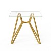 Vynxaria 35.4-Inch Square Tempered Glass Dining Table with Sturdy Gold Metal Legs - 2 of 4