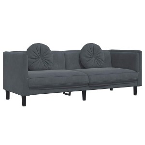 vidaXL 3-Seater Sofa - Dark Gray Velvet - Plush Cushions - Modern Design - Living Room Furniture - 76.2"x30.3"x27.6" - 1 of 4