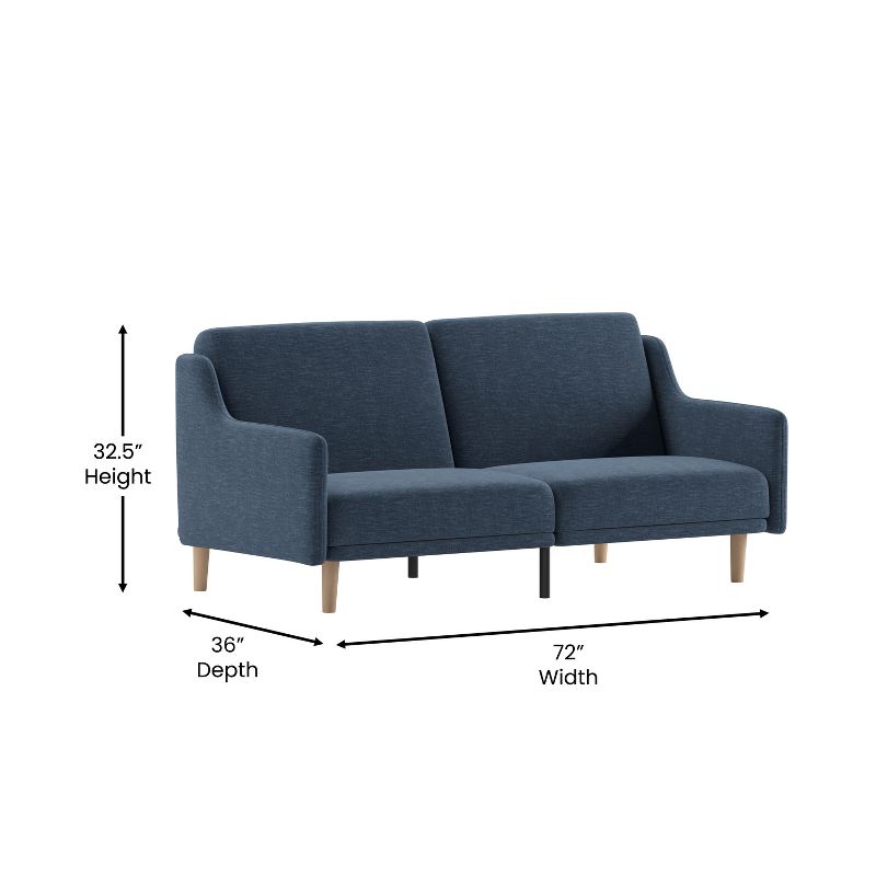 Merrick Lane Mid Century Modern Split-Back Sofa Futon with 3 Recline Positions, 6 of 12