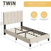 Twin Size Bed Frame with Headboard Adjustable, Linen Upholstered Twin Platform Bed with Headboard - 2 of 4