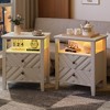 2 Storage Drawers and Stable Wooden Legs,Wooden Rustic Bedside Table, - 2 of 4