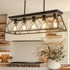 DORESshop 5-Light Industrial Rust Island Chandelier with Metal Shade,E26 Farmhouse Pendant Light for Kitchen and Dining Room - 3 of 4