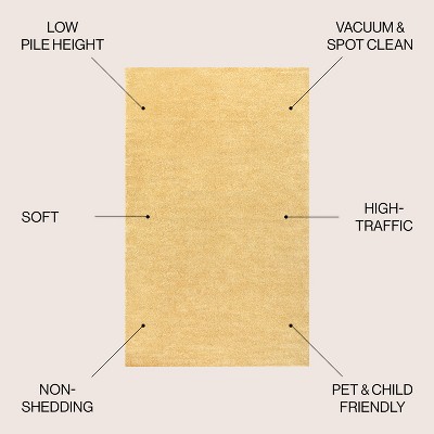 Mustard Synthetic Low-Pile Reversible Indoor Area Rug