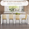 Set of 4 Rattan Barstools Wicker Counter Stools with Steel Legs and Footrest for Dining Room Kitchen Pub Yellow - 4 of 4