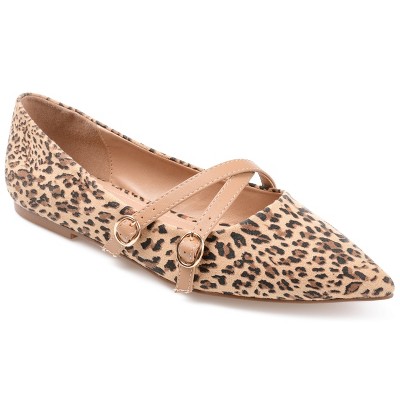 Leopard print pointed toe hot sale flats