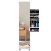 Okak 360° Swivel Full Length Mirror with Jewelry Cabinet, Standing Mirror with Wheels, Floor Mirror for Living Room, Dressing Room, White - 3 of 4
