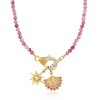 Ross-Simons 45.00 ct. t.w. Pink Tourmaline Bead and .11 ct. t.w. Diamond Lobster Clasp Necklace With Single Rhodolite Garnet in 18kt Gold Over - 3 of 4
