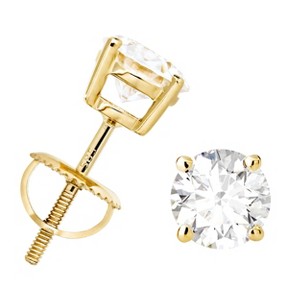 Jewelry Avalanche 14K Gold Solitaire Moissanite Stud Earrings - 1 of 4